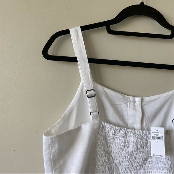 Gap-linen Blend Button Down White Midi Dress (Size:Medium) - Picture 7 of 11